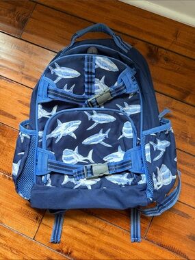 Pottery Barn Kids Navy Shark Print Backpack - Blue Sharks